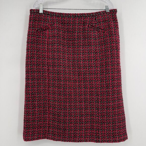 Pendleton Women’s Plus Tweed Pencil Skirt Red Black Bouclé Wool Blend Lined 14 - Picture 1 of 11